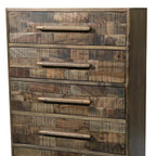 35" Brown Carved Geometric Solid Wood Five Drawer Dresser