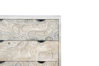 35" Gray Carved Abstract Solid Wood Five Drawer Dresser