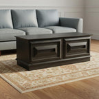 52" Dark Brown Solid Wood Ottoman With Storage