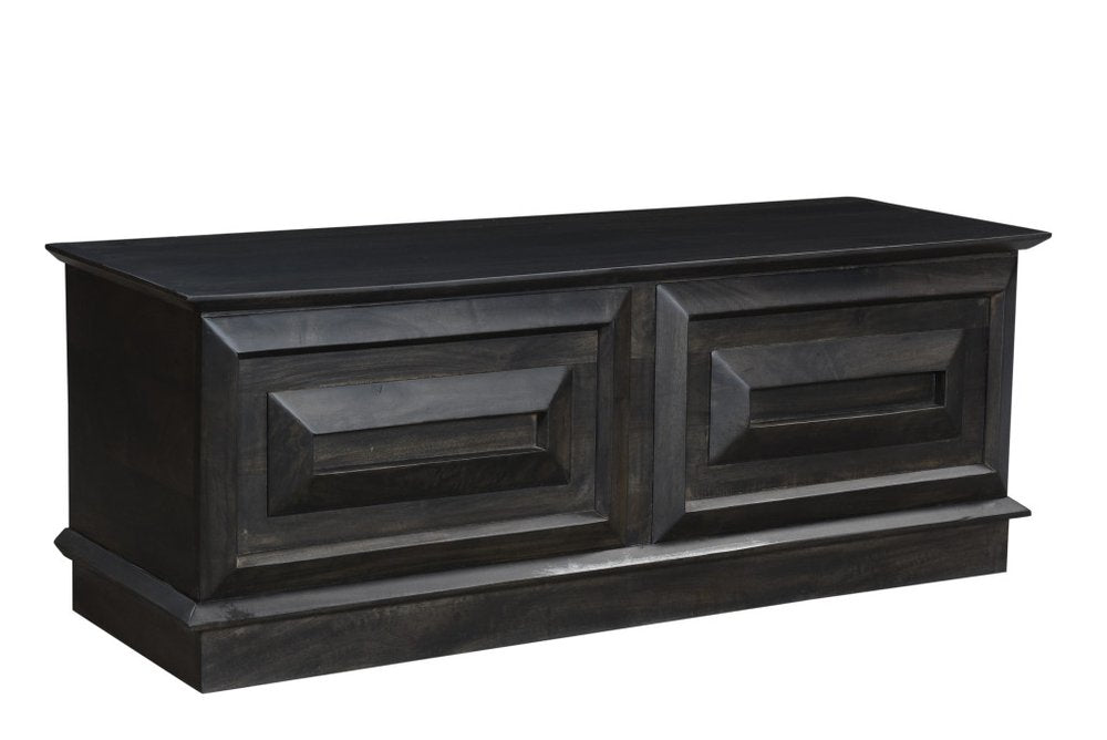 52" Dark Brown Solid Wood Ottoman With Storage