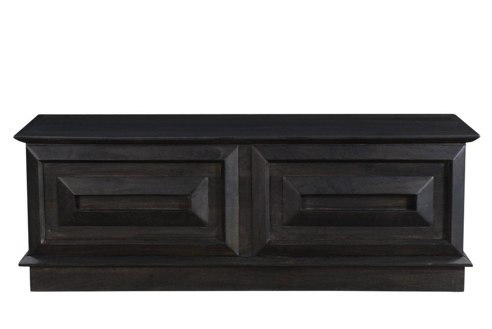 52" Dark Brown Solid Wood Ottoman With Storage