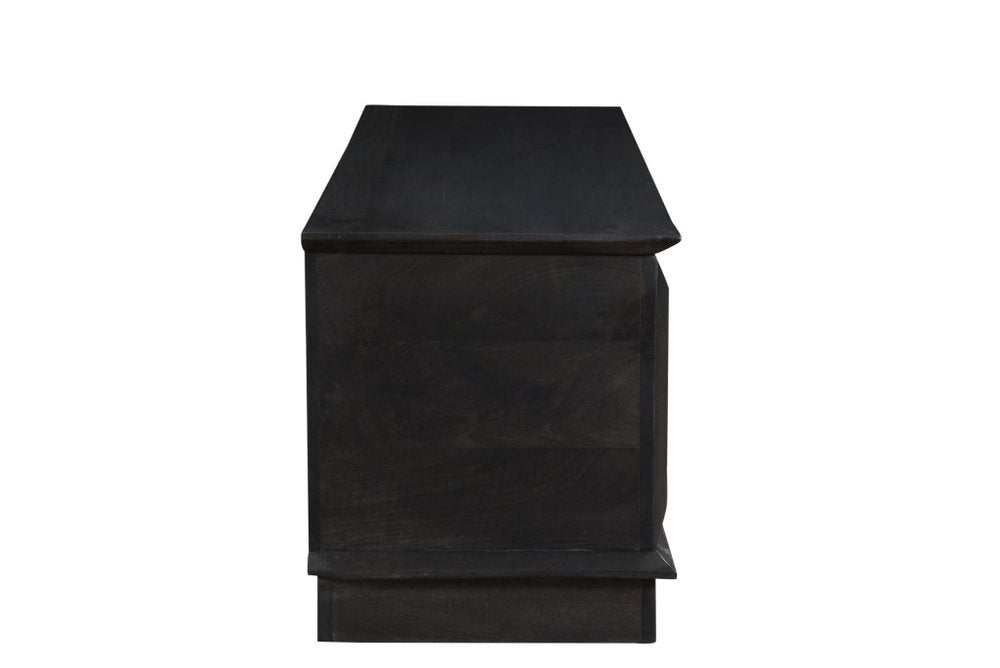 52" Dark Brown Solid Wood Ottoman With Storage