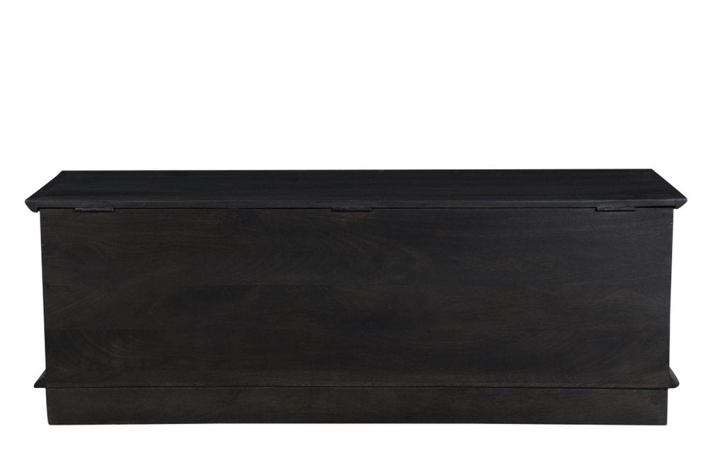 52" Dark Brown Solid Wood Ottoman With Storage