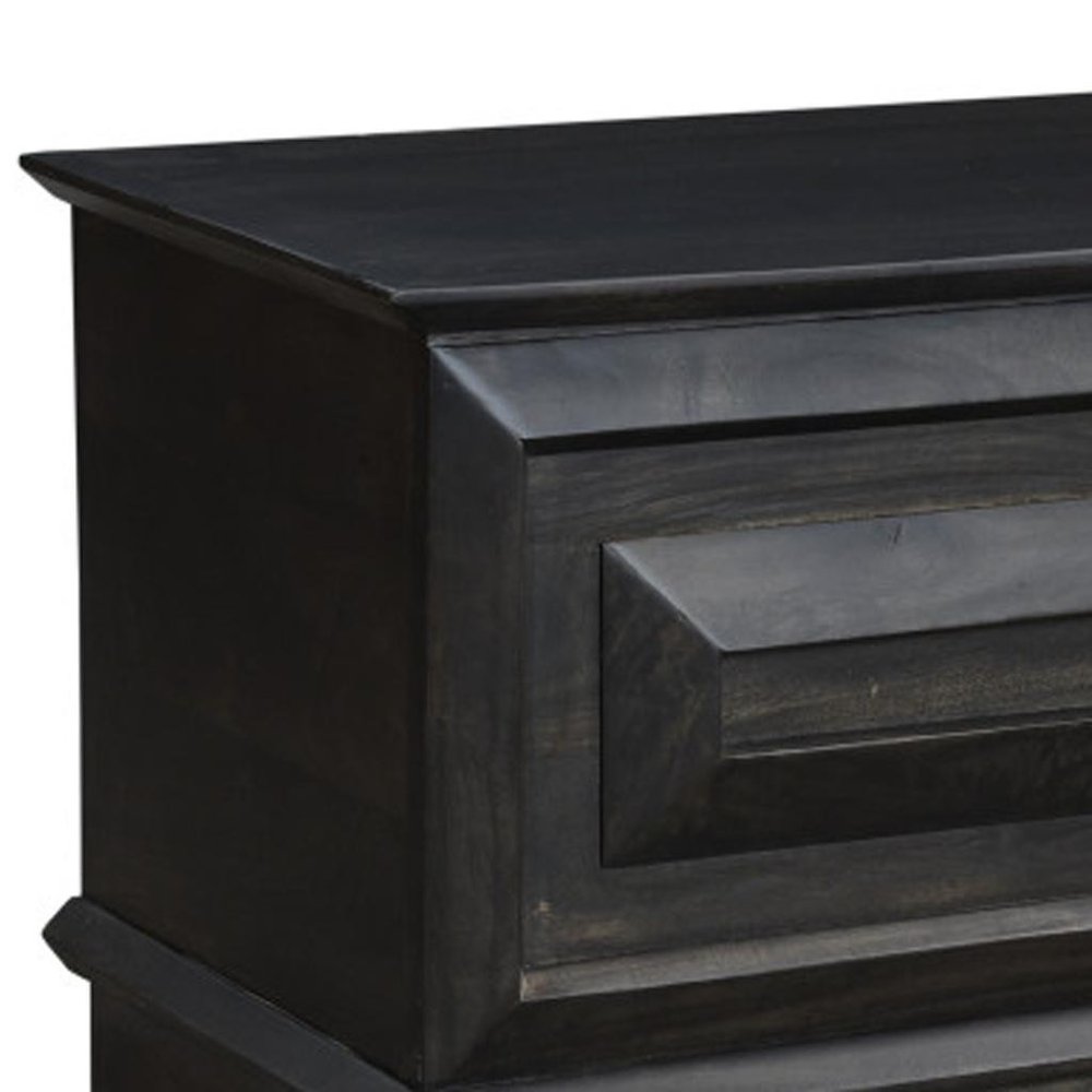 52" Dark Brown Solid Wood Ottoman With Storage