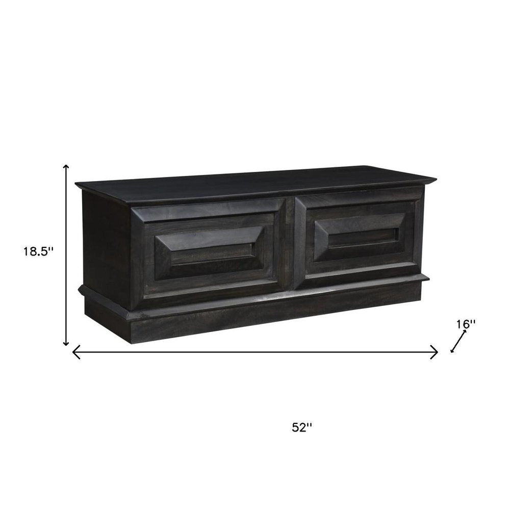 52" Dark Brown Solid Wood Ottoman With Storage