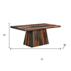 Seven Piece Brown Solid Wood Dining Set with Six Chairs