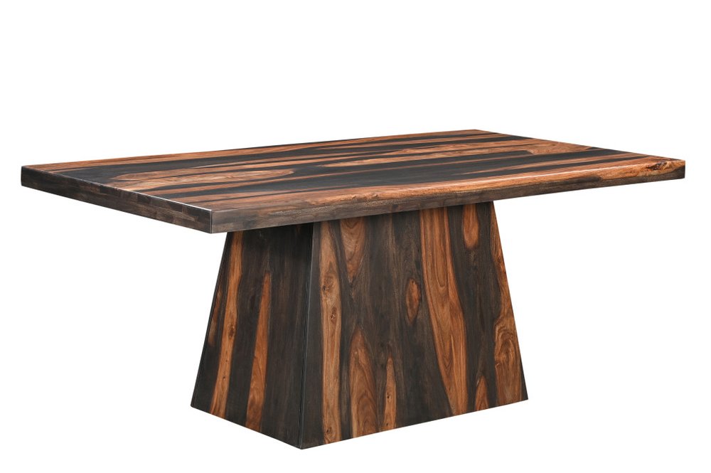 Seven Piece Brown Solid Wood Dining Set with Six Chairs