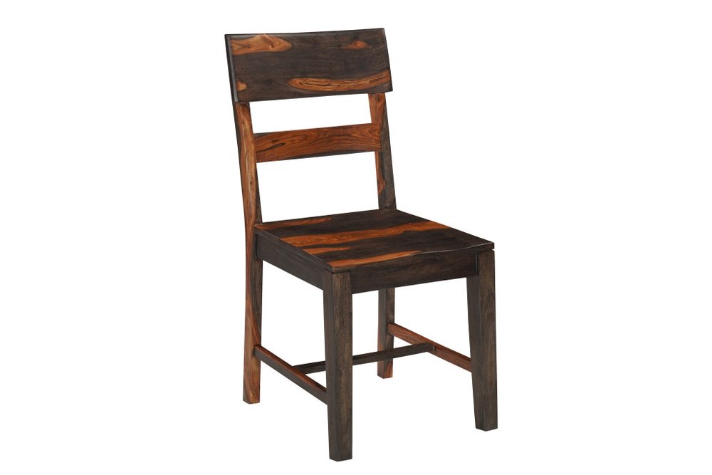 Seven Piece Brown Solid Wood Dining Set with Six Chairs