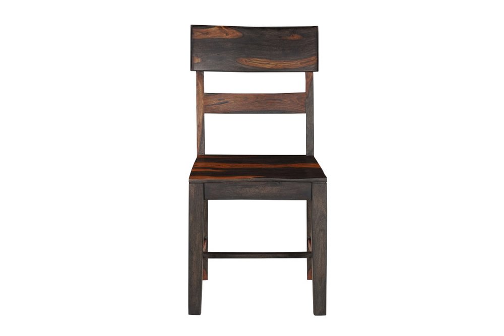 Seven Piece Brown Solid Wood Dining Set with Six Chairs