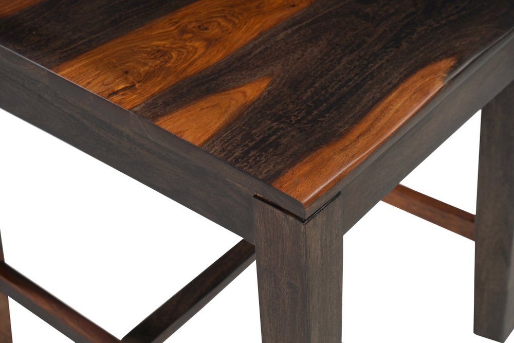 Seven Piece Brown Solid Wood Dining Set with Six Chairs