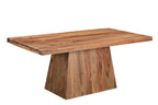 Seven Piece Brown Solid Wood Dining Set with Six Chairs and One Bench