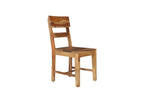 Seven Piece Brown Solid Wood Dining Set with Six Chairs and One Bench