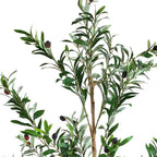 Set of Two 72" Green Artificial Olive Trees in a Black Pots