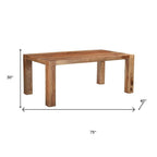 Seven Piece Brown Solid Wood Dining Set with Six Chairs and One Bench