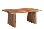 Seven Piece Brown Solid Wood Dining Set with Six Chairs and One Bench