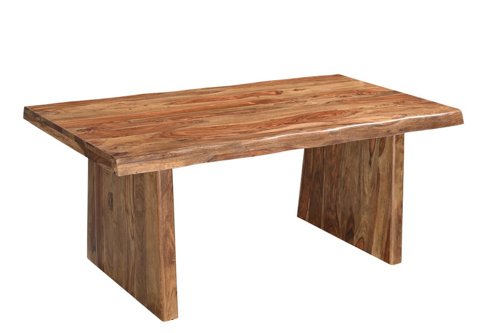 Seven Piece Brown Solid Wood Dining Set with Six Chairs and One Bench
