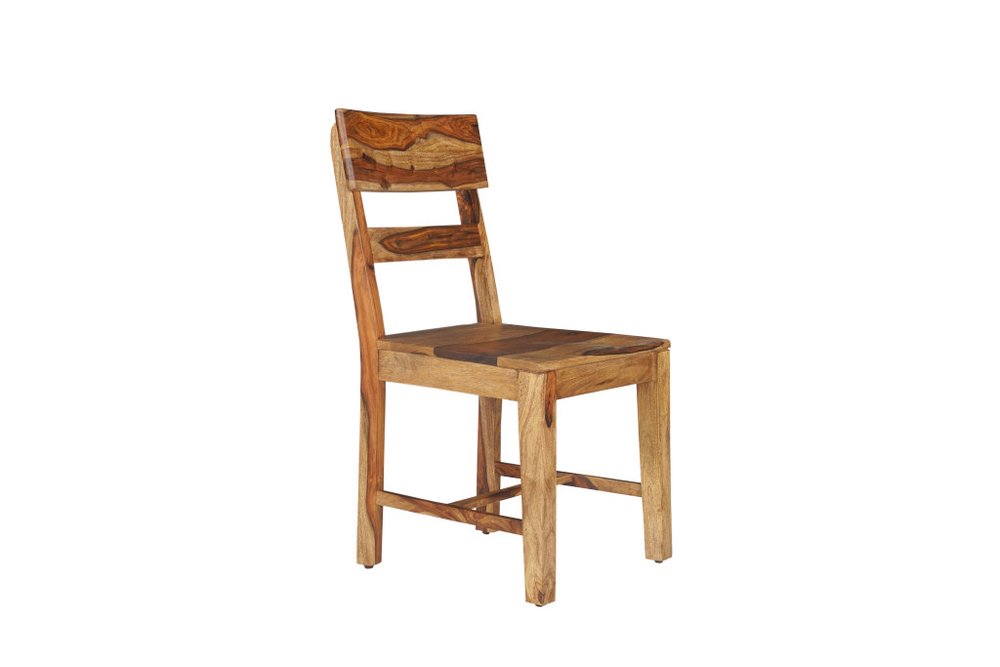 Seven Piece Brown Solid Wood Dining Set with Six Chairs and One Bench