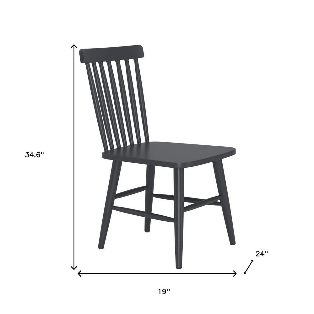 Set of Two Black Aluminum Slat Back Dining Side Chairs