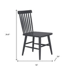 Set of Two Black Aluminum Slat Back Dining Side Chairs
