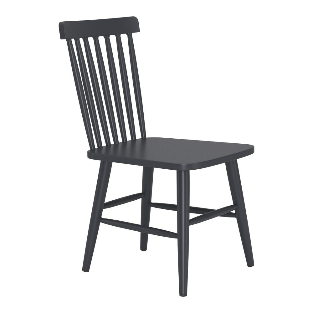 Set of Two Black Aluminum Slat Back Dining Side Chairs