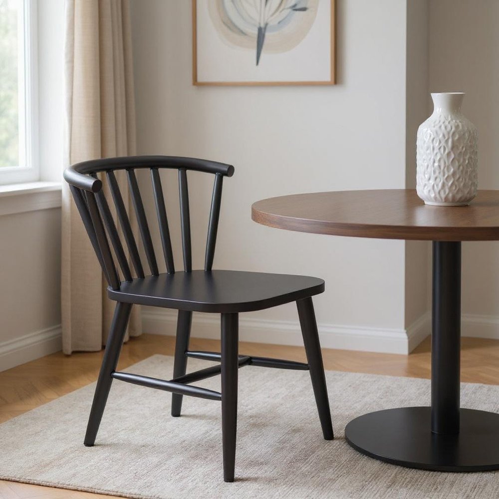 Black Aluminum Windsor Back Dining Side Chair