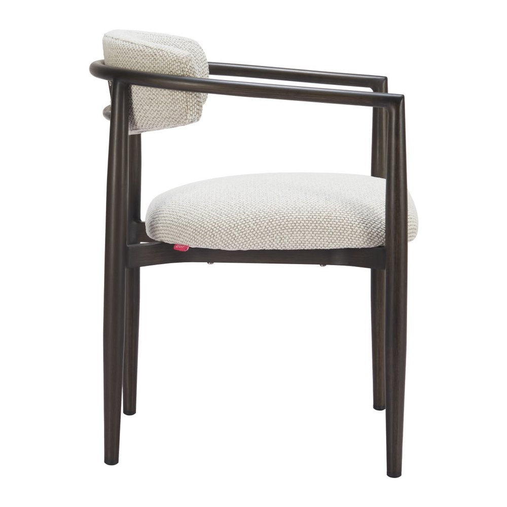 White And Black Aluminum Open Back Dining Arm Chair