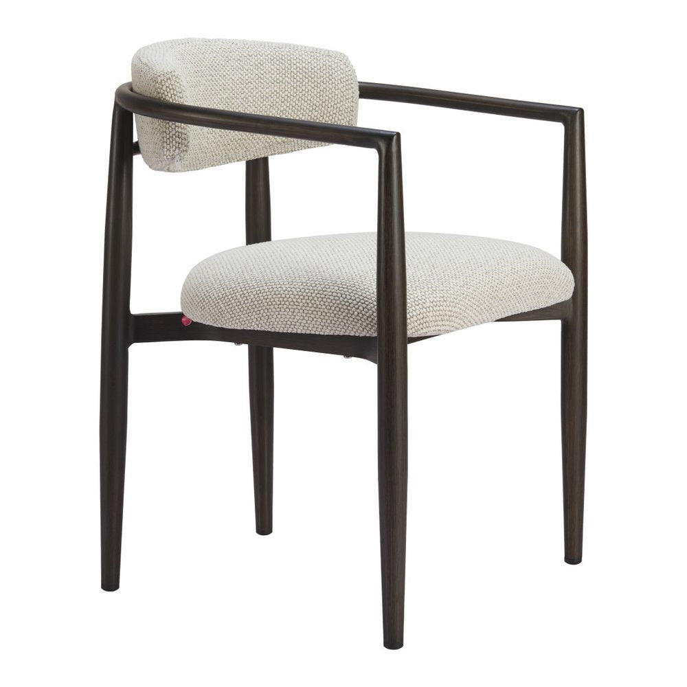 White And Black Aluminum Open Back Dining Arm Chair