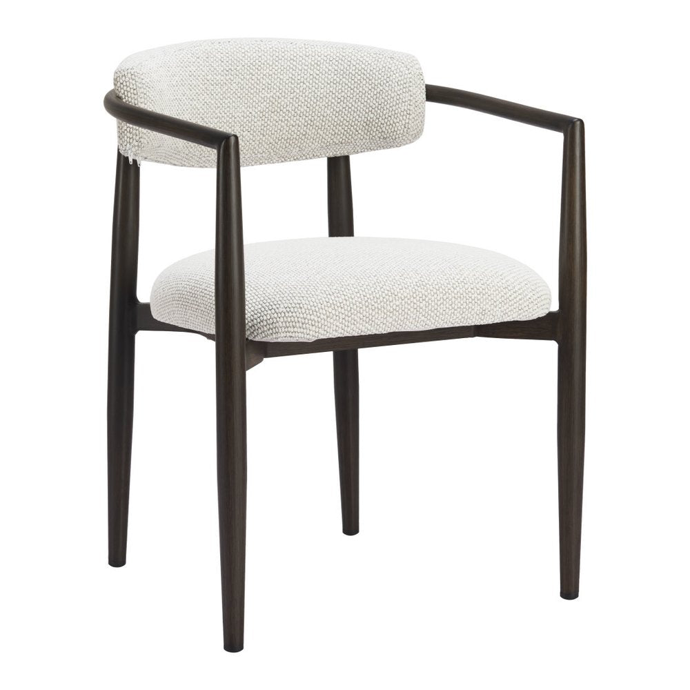 White And Black Aluminum Open Back Dining Arm Chair