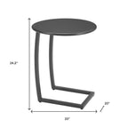 20" Black Aluminum Round Outdoor Side Table