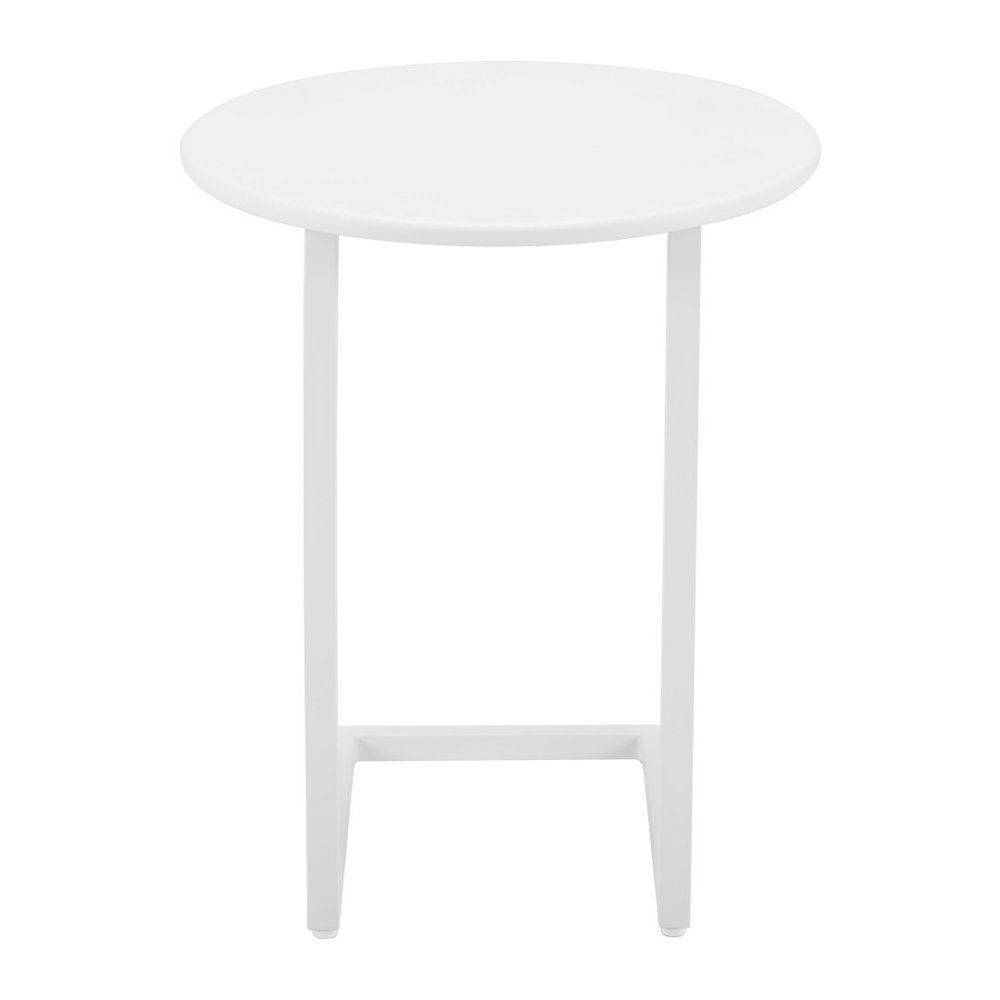 20" White Aluminum Round Outdoor Side Table