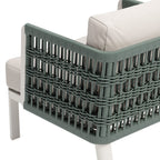 27" Green And White Aluminum Outdoor Accent Chair with White Cushion