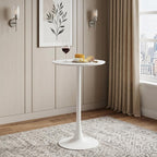 24" White Wood and Steel Rounded Bar Table