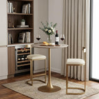 24" White and Gold Wood and Steel Rounded Bar Table