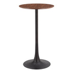 24" Brown and Black Wood and Steel Rounded Bar Table