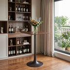 24" Brown and Black Wood and Steel Square Bar Table