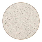 24" Beige and Gold Faux Terrazzo and Steel Rounded Bar Table