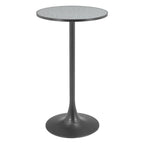 24" Gray and Black Faux Terrazzo and Steel Rounded Bar Table