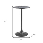 24" Black Faux Terrazzo and Steel Rounded Bar Table
