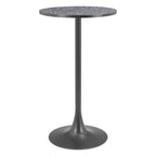 24" Black Faux Terrazzo and Steel Rounded Bar Table