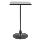 24" Gray and Black Faux Terrazzo and Steel Square Bar Table