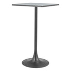 24" Gray and Black Faux Terrazzo and Steel Square Bar Table