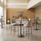 24" Gray and Black Faux Terrazzo and Steel Square Bar Table