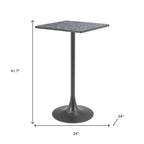 24" Black Faux Terrazzo and Steel Square Bar Table