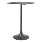 24" Black Faux Terrazzo and Steel Square Bar Table