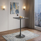 24" Black Faux Terrazzo and Steel Square Bar Table