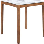 32" White and Natural Faux Marble and Solid Wood Square Bar Table