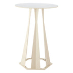 26" White Faux Marble and Steel Rounded Bar Table