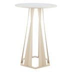 26" White Faux Marble and Steel Rounded Bar Table