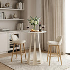 26" White Faux Marble and Steel Rounded Bar Table