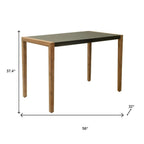 56" Gray And Natural Faux Concrete And Solid Wood Outdoor Bar Table